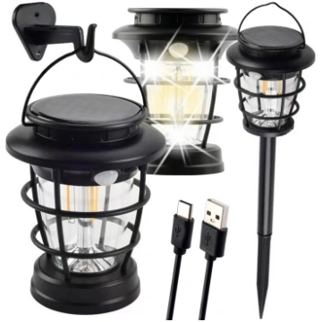 LED saules bateriju kempinga un dārza lampa ar kus