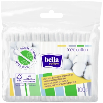 Vates kociņi Bella Cotton Nature Friendly, 100 gab