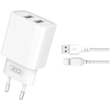 XO CE02C Mobilo telefonu ladetajs 2xUSB 2.1A Type-