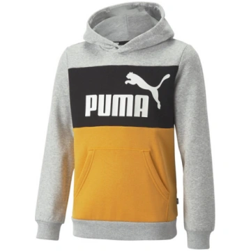Puma Džemperi Ess Block Hoodie Black Grey Yellow 8