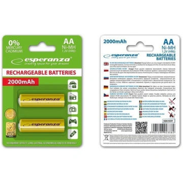 Lādējamās AA baterijas Esperanza, 2000mAh, dzelten
