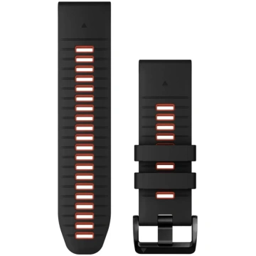 QuickFit 26 Watch Bands, Black/Flame Red Silicone 