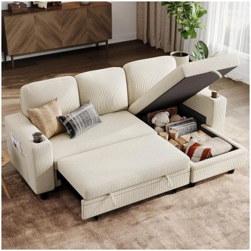 LINSY HOME Sofa Bed, Extendable Couch, Corner Sofa