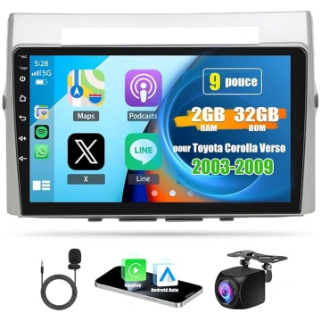 Autoradio 9 collu Toyota Corolla Verso 2003-2009, 