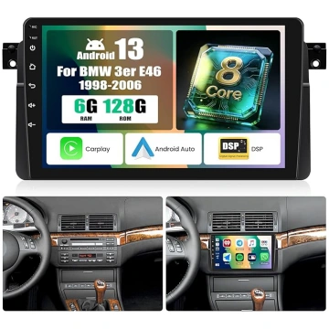 8 Core 6+128G Android 13 Auto radio BMW 3 Series E
