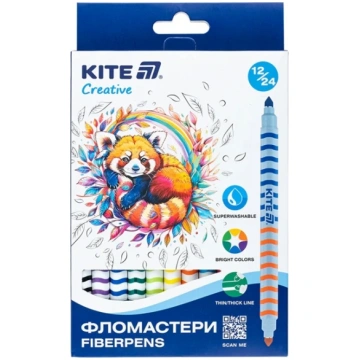 CREATIVE flomasteri, Kite, divpusēji, 12 gab. = 24
