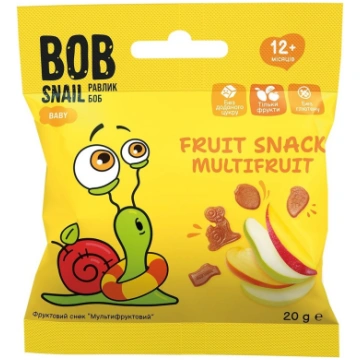 Dažādu augļu uzkoda BOB SNAIL, 20g