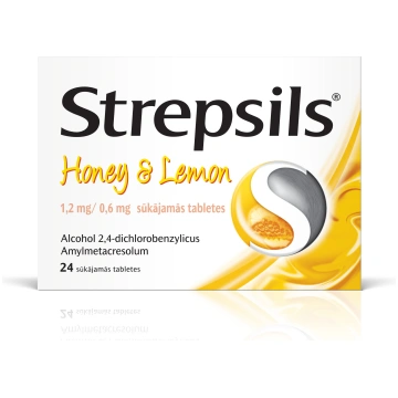 STREPSILS Honey & Lemon tabletes, 24 gab. RECKITT 