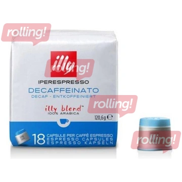 Kafijas kapsulas Illy Decaffeinato, bezkofeīna, Ip