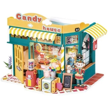 Koka saliekamā miniatūra Robotime 3D Candy House