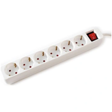 VALUE Power Strip, 6 virzienu, ar slēdzi, balts, 3