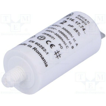 Capacitor: polypropylene; motors, run; 2uF; 475VAC