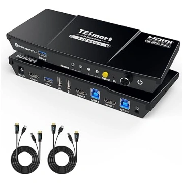 TESmart USB 3.0 KVM slēdzis 1 monitors 2 datori HD