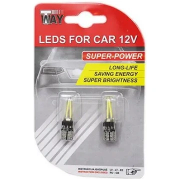 T-WAY T10 LED kvēldiega auto spuldze, balta, 2 gab