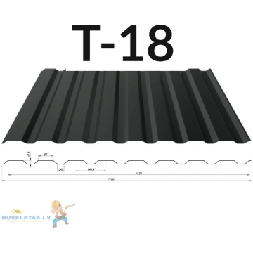 Profils skārda T-18, 0.4mm, 1160/1092X3000mm, Matt