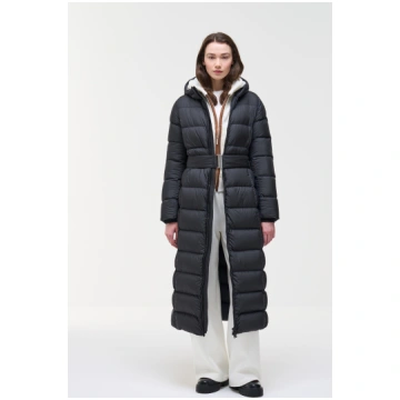Long matte down jacket with belt COLMAR