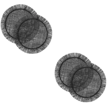 TOPBATHY Set of 4 Tassel Hessian Placemats Cutlery
