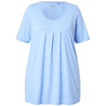 Ulla Popken Essential Front Pleat Tee Light Blue -