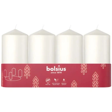 Cilindra svece bolsius Ø100×48 mm balta komplekts