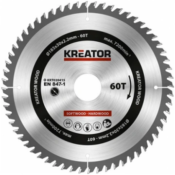Kreator Zāģa ripa kokam 185x30x2.2mm, 60 zobi Krea