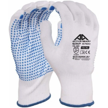 Poliestera cimdi ar PVC punktojumu, 11 izm., Activ