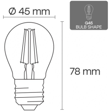 LED Dimmējama filamenta spuldze E27, G45, 4W, 520l