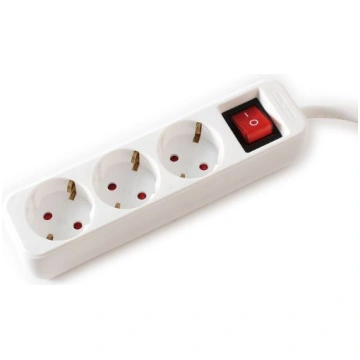 VALUE Power Strip, 3 virzienu, ar slēdzi, balts, 3