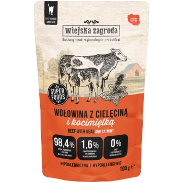 Wiejska Zagroda Karma mokra dla kota Wolowina z ci