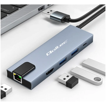 Qoltec USB-C 5-in-1 koncentrators | USB-C PD 100 W