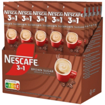 Šķīstošās kafijas dzēriens 3in1 NESCAFE Brown suga
