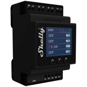 Shelly Pro 4PM DIN Rail 4-channel Relay WiFi (Powe