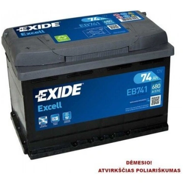 Akumulators Exide Excell EB741 74Ah 680A (+ pa kre