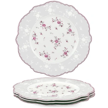 fanquare Balts porcelāna pusdienu šķīvju komplekts