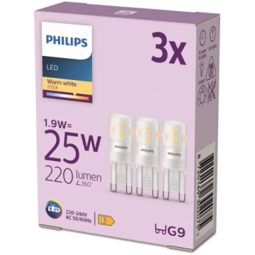 Philips LED spuldze ar pīķa pamatni G9 1,9 W 220 l