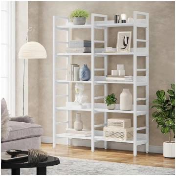 Tribesigns Bookcase with 5 Shelves, Industrial, Ex