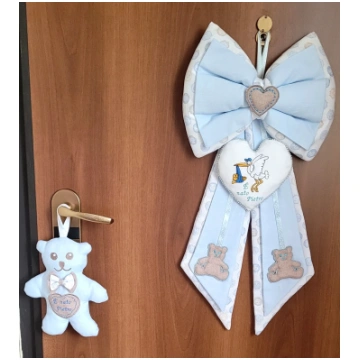 Handmade Birth Bow plus teddy bear plus customizab