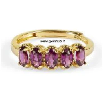 Ring with natural GARNET gemstones, s925 silver - 