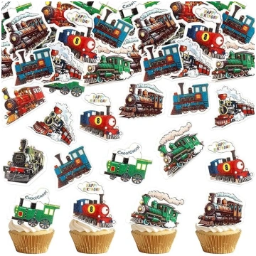 40 ēdamu vilciena Cupcake Toppers puisēna dzimšana