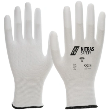Nitras neilona cimdi, balti/balti, EN 388 NIT6210-
