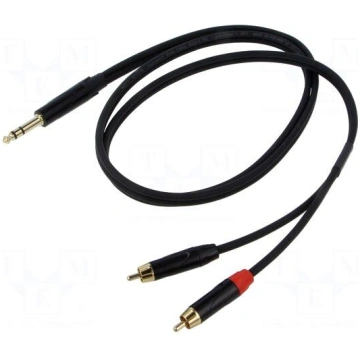 Cable | Jack 6,3mm plug,RCA plug x2 | 1.5m | black