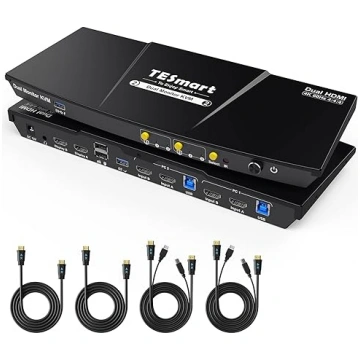 TESmart KVM slēdzis 2 monitori 2 monitori 2 datori