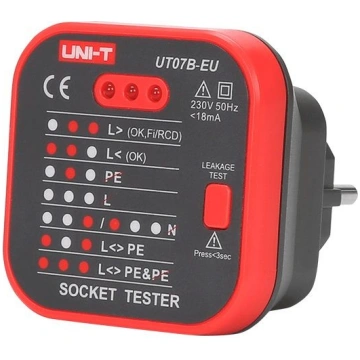 Kontaktligzdas testeris ar RCD funkciju UT07B-EU (