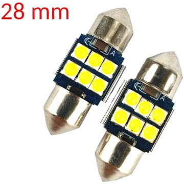 Coppia Siluri C5W SV8.5 28mm Led Con 6 Chip 3030 C