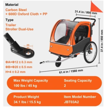 Child & Pet Bike Trailer Single Double Seat Carrie