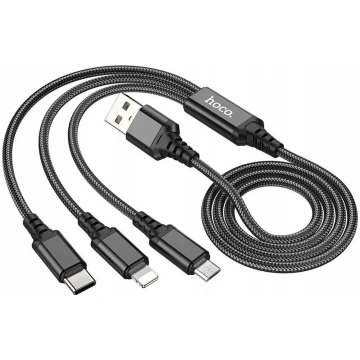 Hoco X76 3-in-1 data transfer and charging cable |