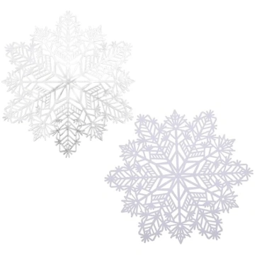 Zerodeko 2 x Snowflakes Tablecloth White Tableware