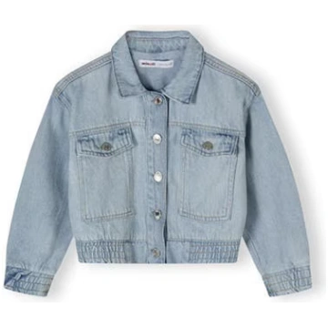 Girls cropped soft denim bomber jacket light blue