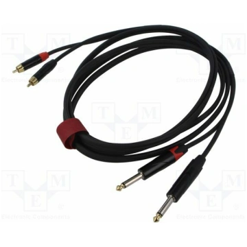 Cable; Jack 6,3mm plug x2,RCA plug x2; 3m; black; 