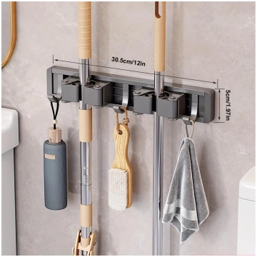 Heavy Duty Metal Mop and Broom Holder with Adjusta