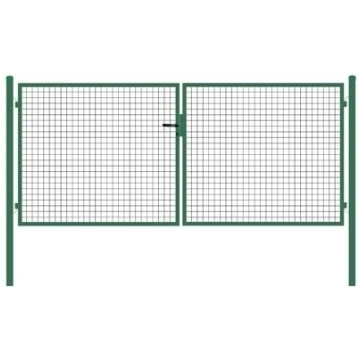 Dārza auto vārti 4x1.5m, zaļi, divviru
